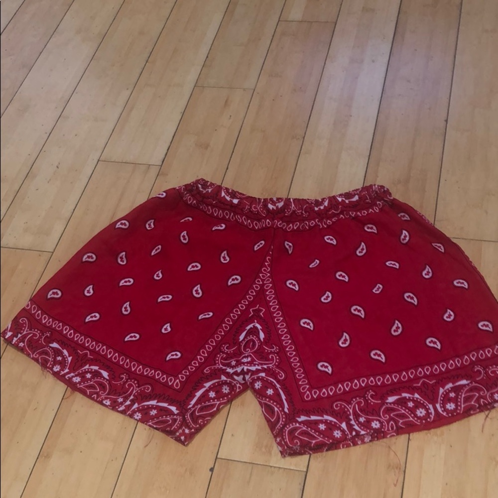 Custom red bandanna shorts